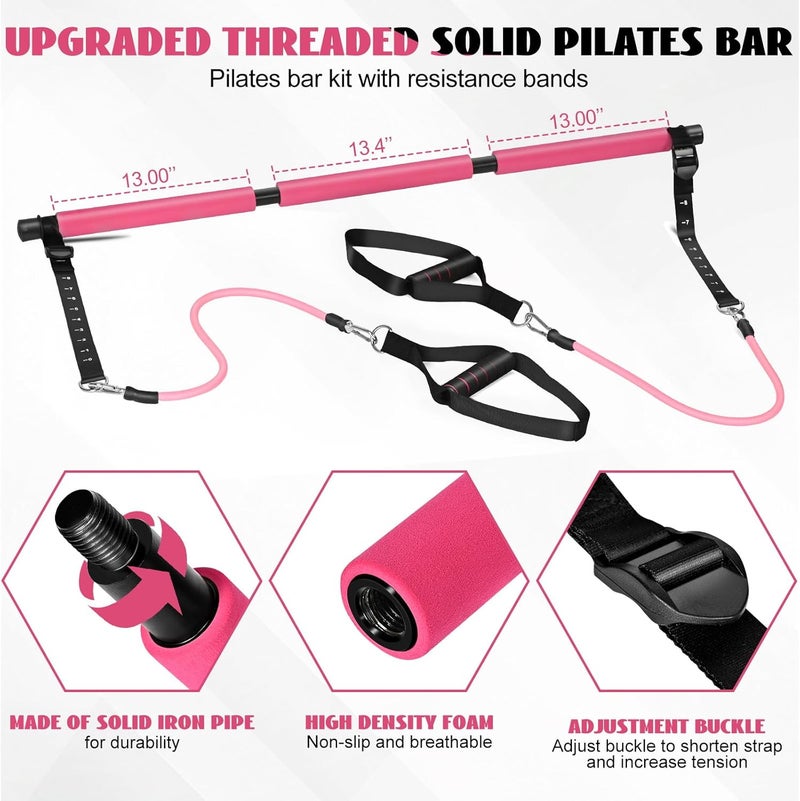 Olodeer Pilates Bar Kit with Resistance Bands for Working Out, Pilates Equipment with Ab Roller for All Fitness Levels, Portable Home Gym Full Body Workout Equipment for Women&Men - Image 2